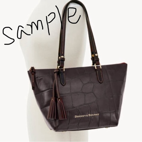Dooney & Bourke  Denison Maxine Espresso Brown/Black Leather Tassel Tote Bag - Picture 12 of 12